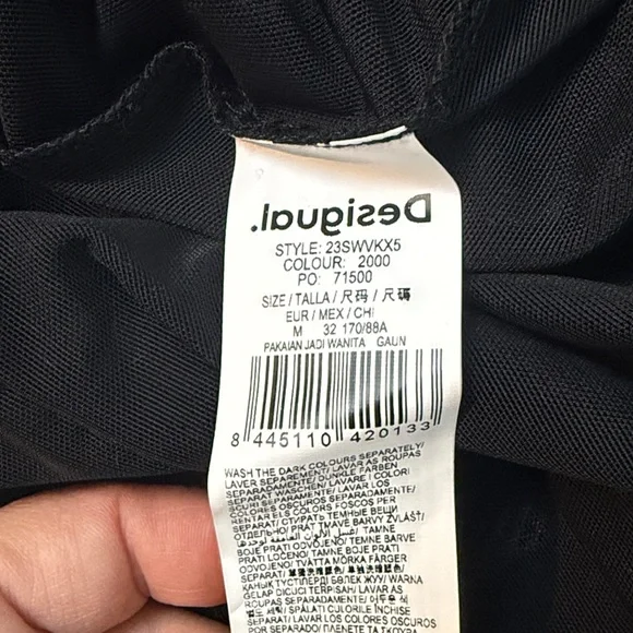 DESIGUAL Tulle Newspaper Midi Dress In Black Medium Brand New - Picture 10 of 11